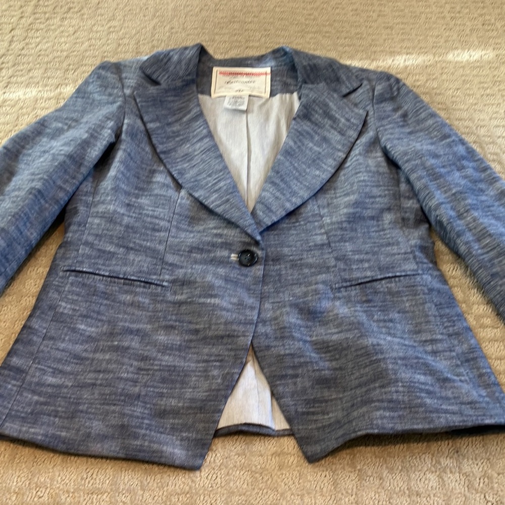 Fabulous navy with white lines Anthropologie Cartonnier cotton/spandex jacket - Picture 3 of 15